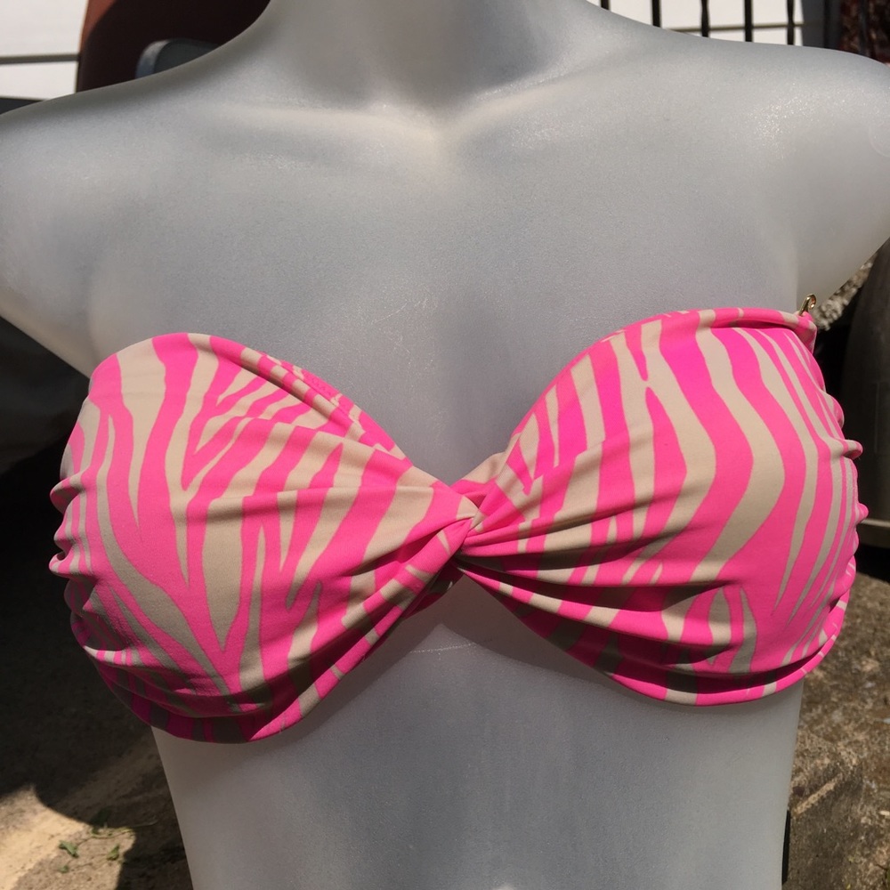 VS Pink/Nude Zebra Bikini Swim Top: Sz. S